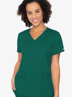 Med Couture Touch V-Neck Short Sleeve Scrub Top - Hunter